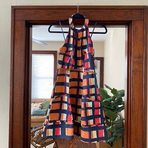 NWT Jessica Simpson Halter Dress - Coral and Navy Pattern Size 2